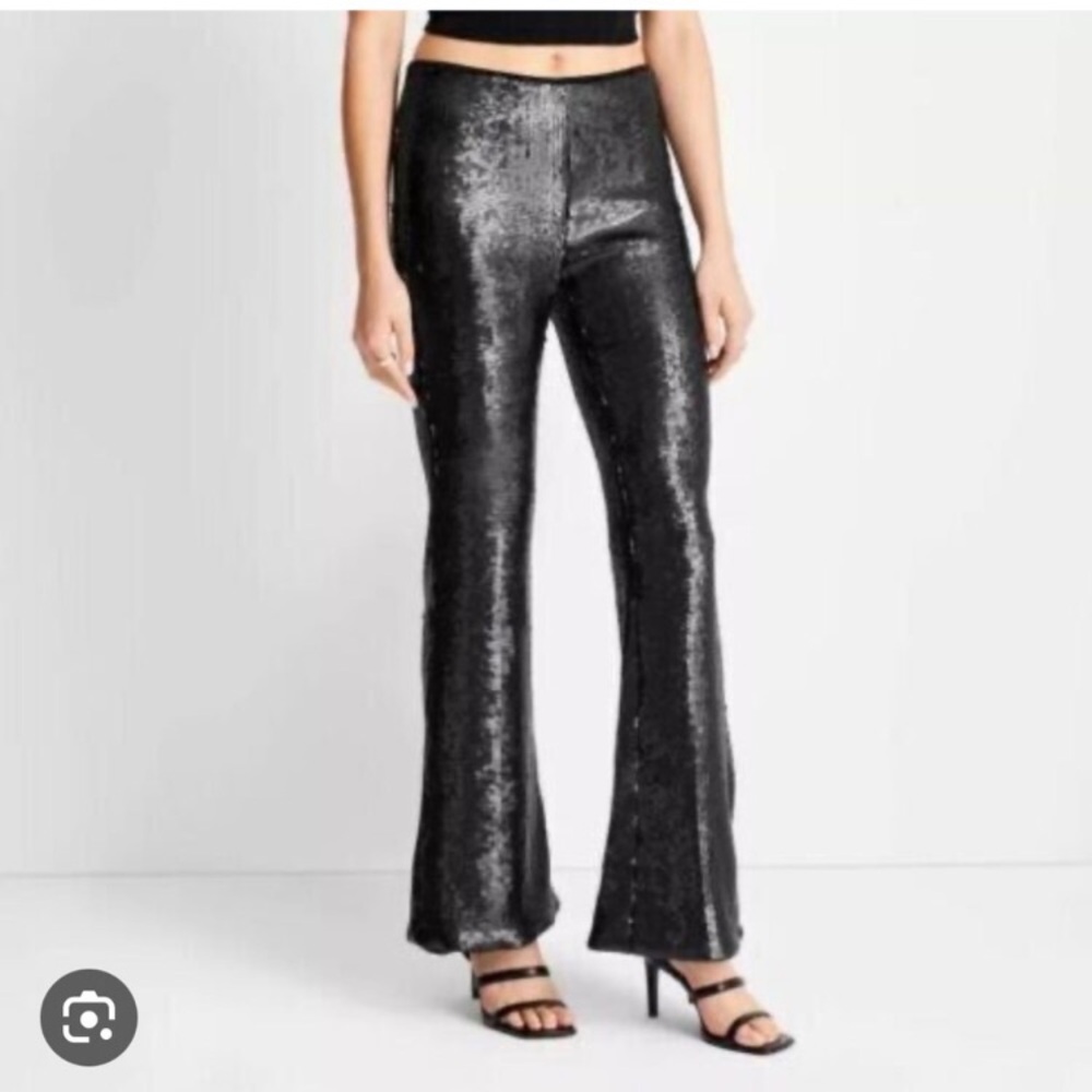 Limited Future Collective Black Sequin Flare Pants